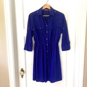 Speed Control women’s S Cobalt Blue Button Down Shirt Shirt collard Dress preppy